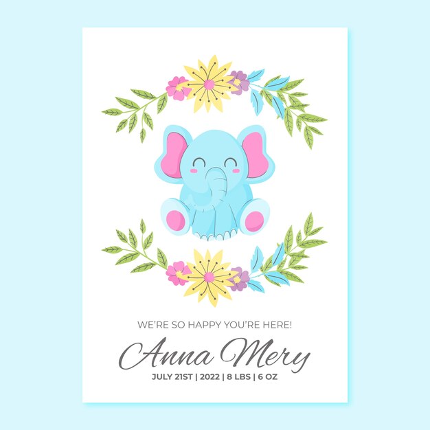 Hand drawn birth announcement template