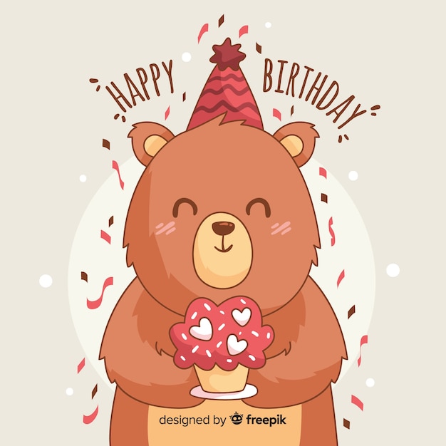 Free Vector hand drawn birthday animal background