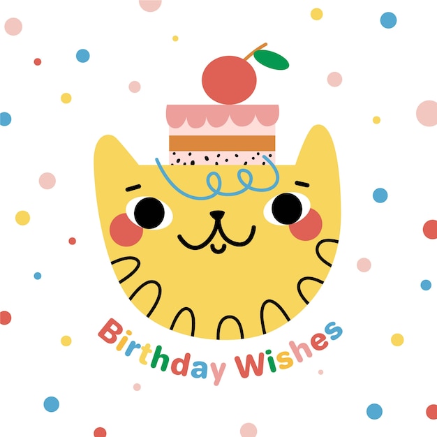 Free Vector hand drawn birthday background and cat