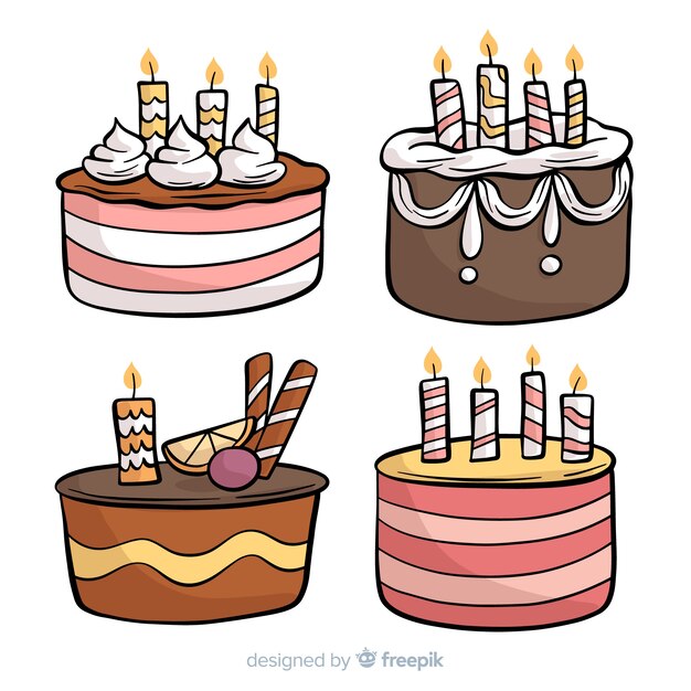 Hand drawn birthday cake collection