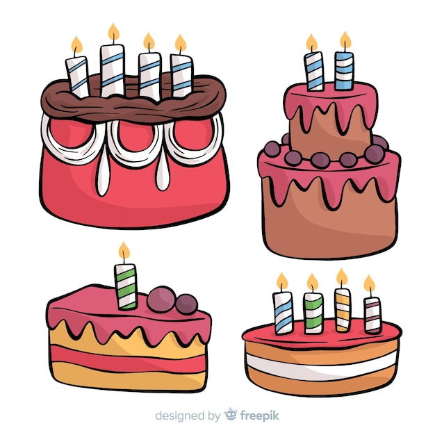 Hand drawn birthday cake collection