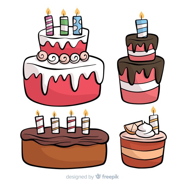 Hand drawn birthday cake collection