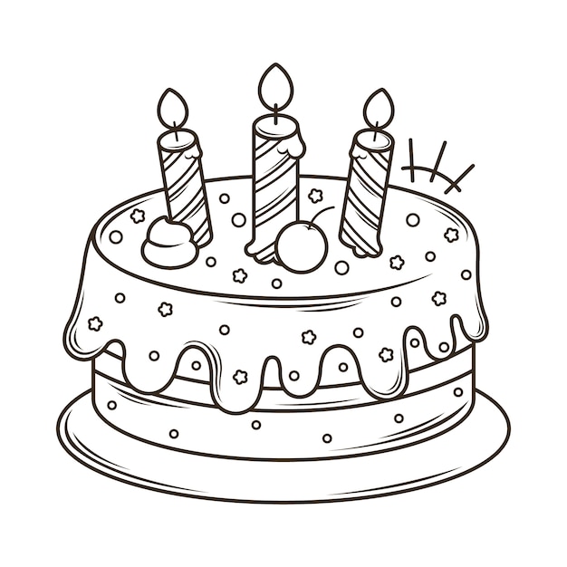 Free Vector hand drawn birthday cake outline illustration