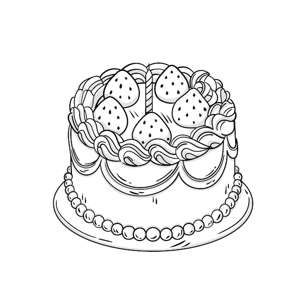 Free vector hand drawn birthday cake  outline illustration