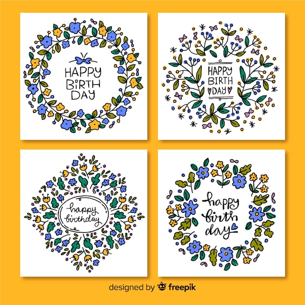 Free Vector hand drawn birthday card collection