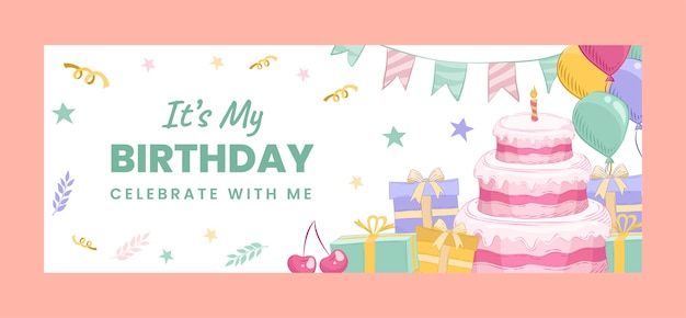 Free Vector hand drawn birthday celebration facebook cover