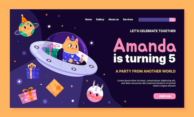 Free vector hand drawn birthday celebration landing page