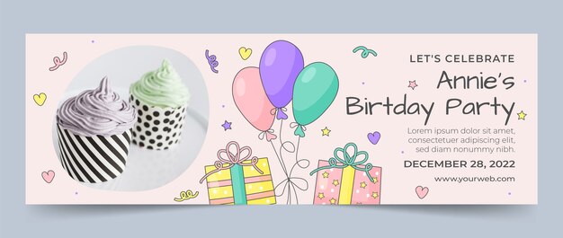 Hand drawn birthday celebration twitter header