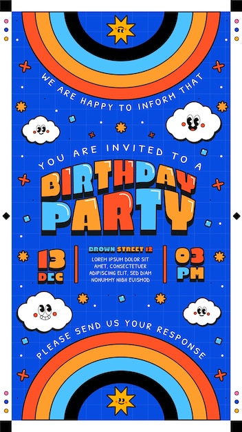 Hand drawn birthday digital invitation