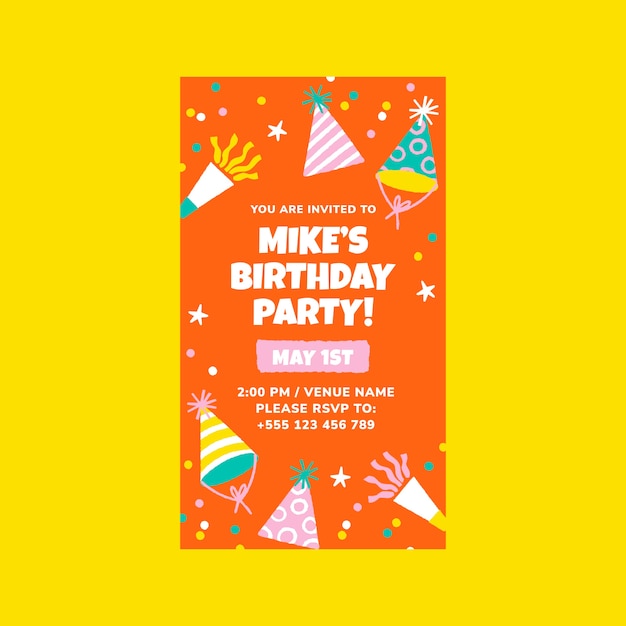 Hand drawn birthday digital invitation