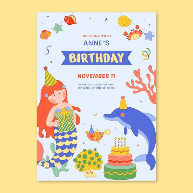 Free Vector hand drawn birthday greeting card template