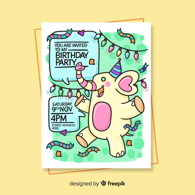 Hand drawn birthday invitation template