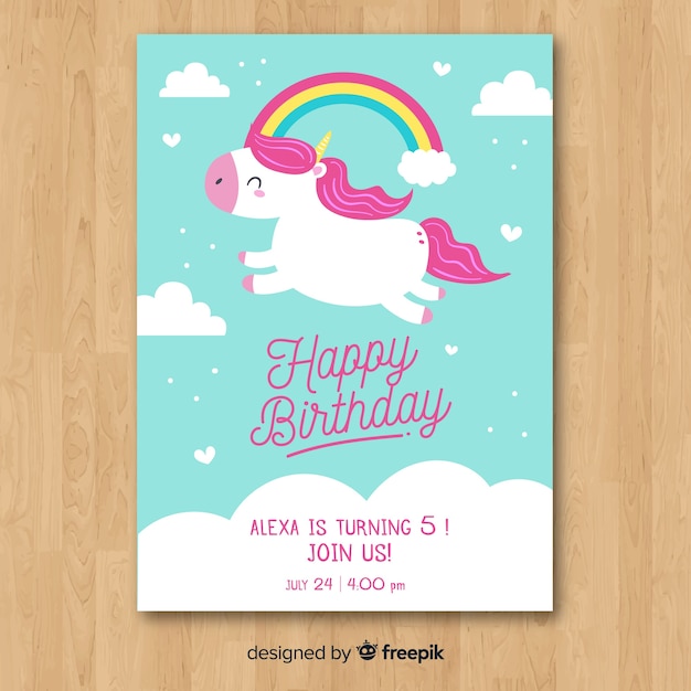 Hand drawn birthday invitation template