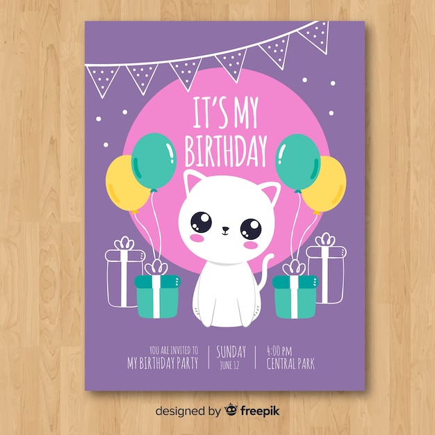 Hand drawn birthday invitation template