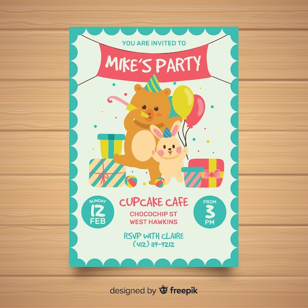 Free Vector hand drawn birthday invitation template