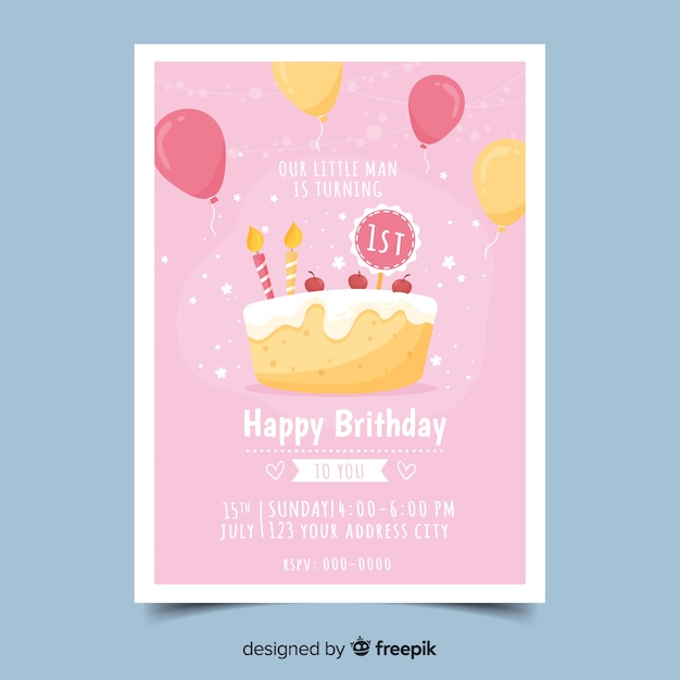 Hand drawn birthday invitation template