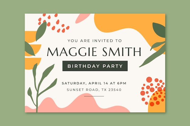 Hand drawn birthday invitation template