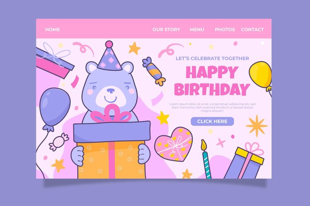 Hand drawn birthday landing page