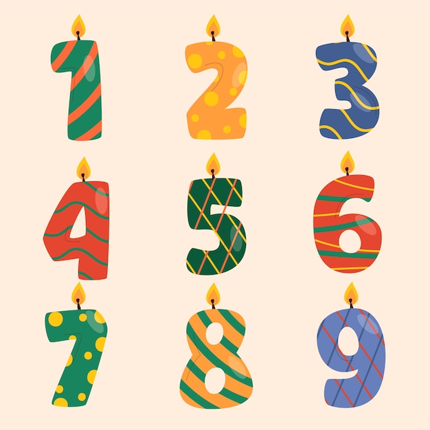 Hand drawn birthday numbers background