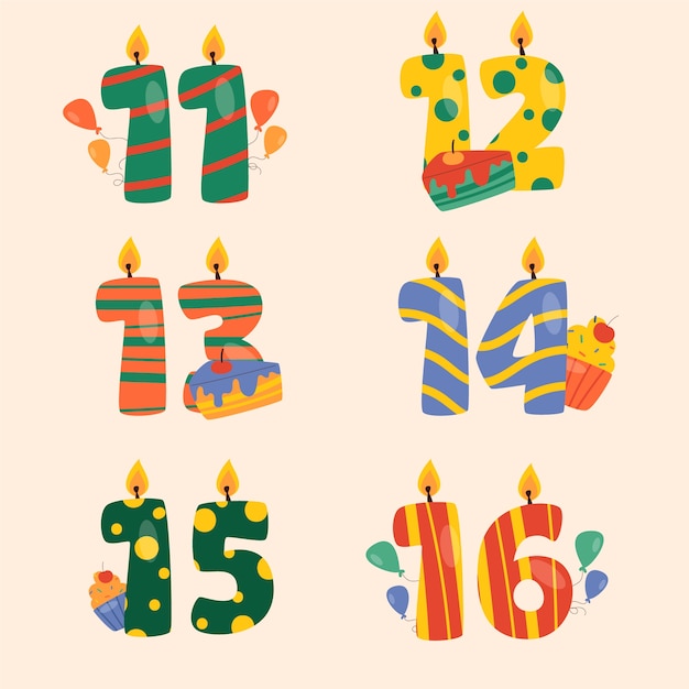 Hand drawn birthday numbers background