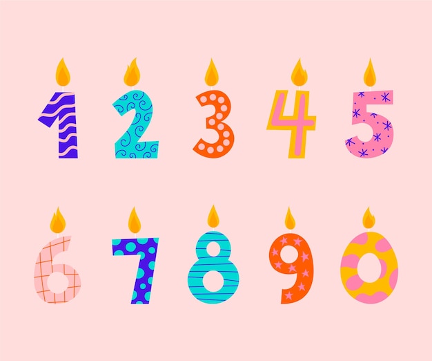 Hand drawn birthday numbers background