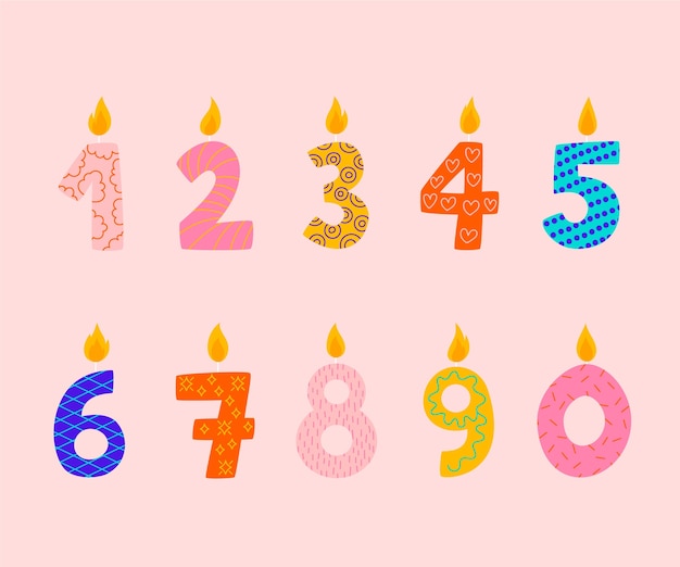 Hand drawn birthday numbers background