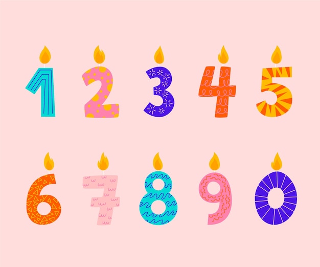 Hand drawn birthday numbers background