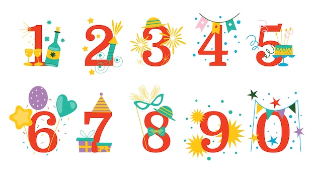 Hand drawn birthday numbers background