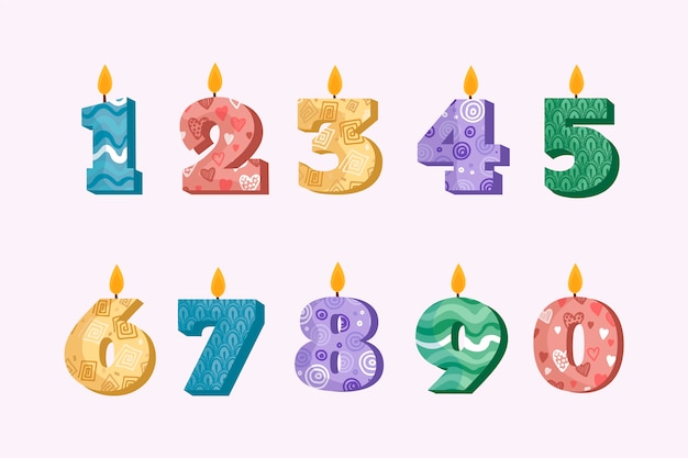 Hand drawn birthday numbers set