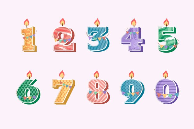 Hand drawn birthday numbers set