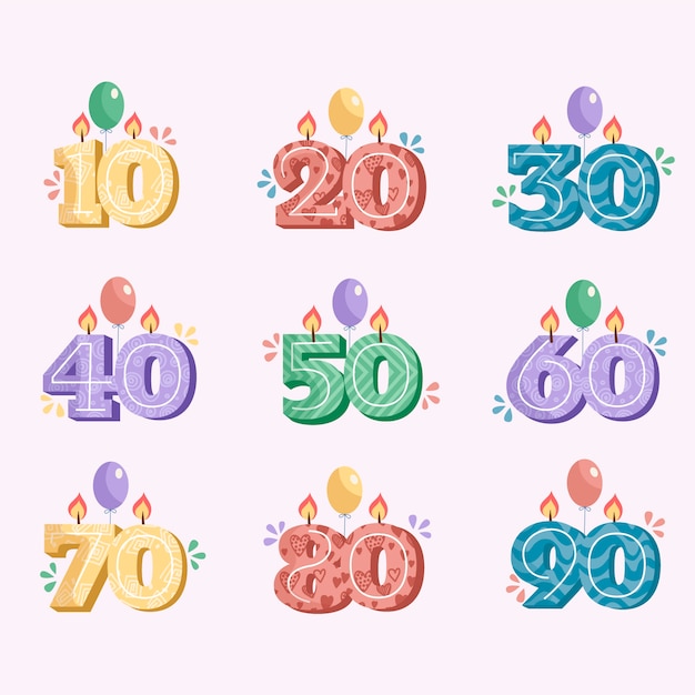 Free Vector hand drawn birthday numbers set