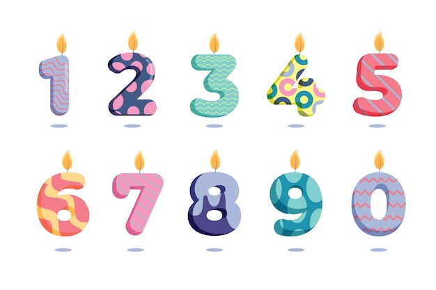 Hand drawn birthday numbers set