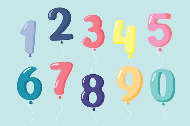 Hand drawn birthday numbers set