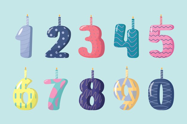 Hand drawn birthday numbers set