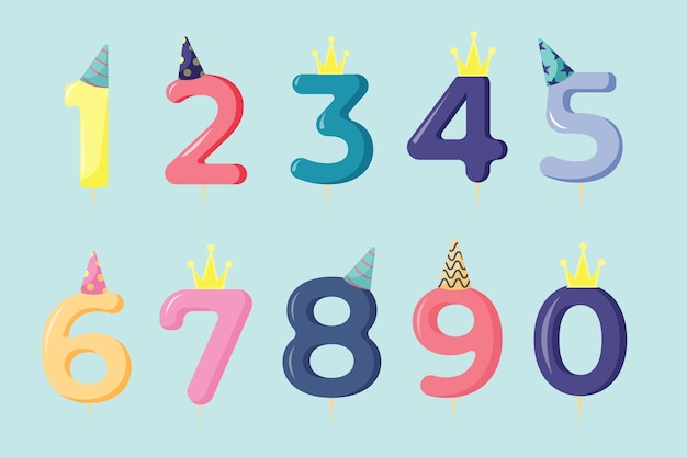 Hand drawn birthday numbers set