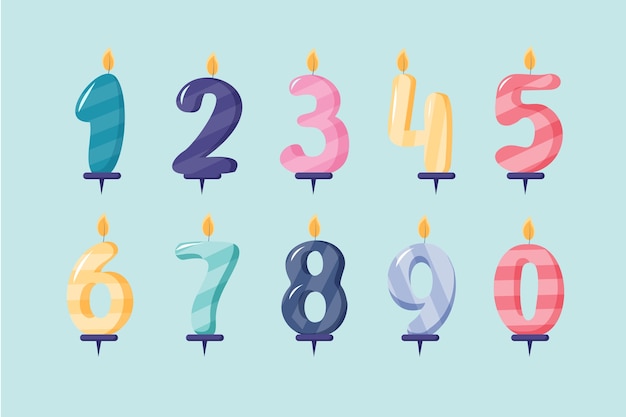 Hand drawn birthday numbers set