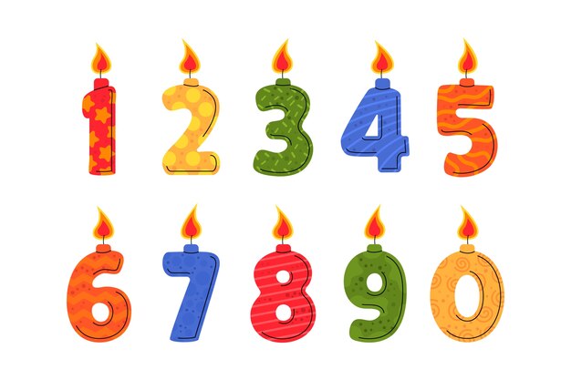 Hand drawn birthday numbers set