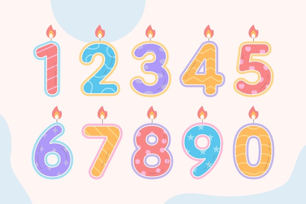 Hand drawn birthday numbers set