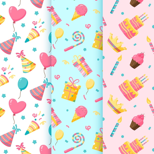 Free vector hand drawn birthday pattern