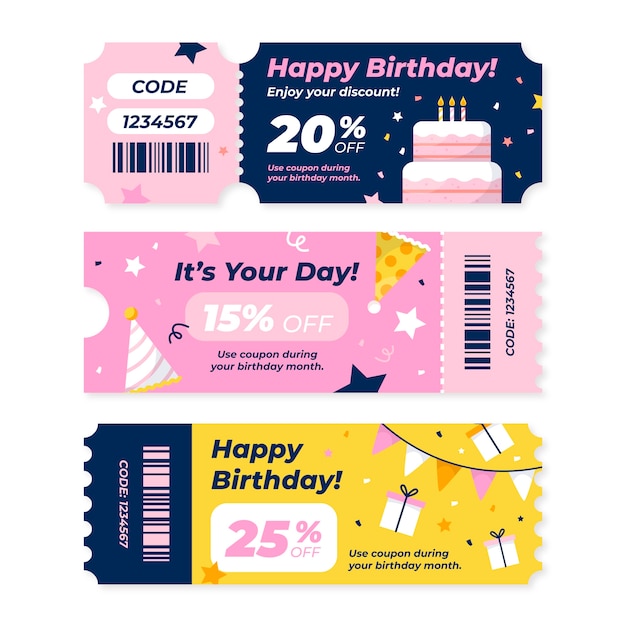 Hand drawn birthday sale coupon template