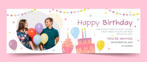 Hand drawn birthday  template design