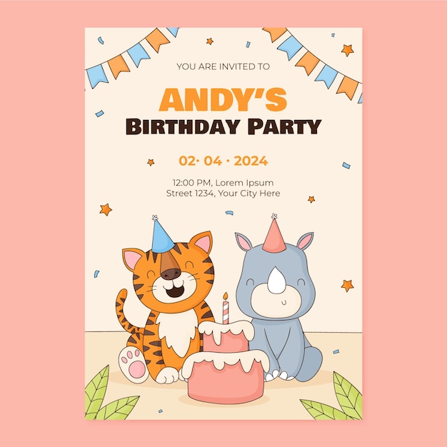 Hand drawn birthday template design