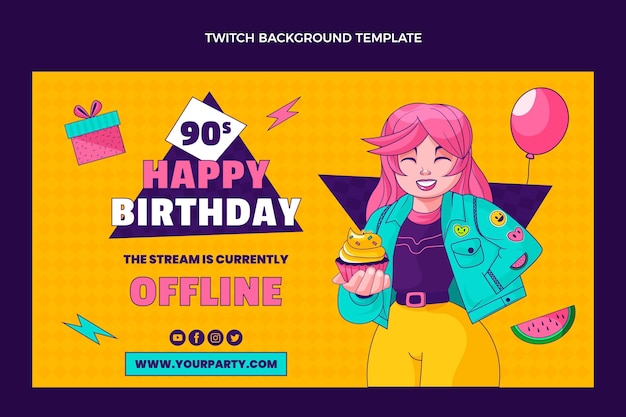 Hand drawn birthday twitch background