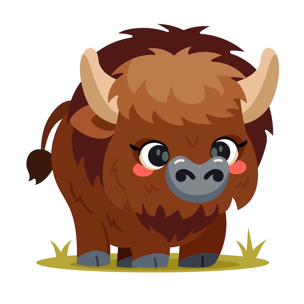 Hand drawn bison cartoon illustration