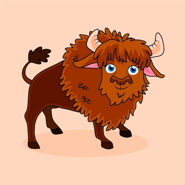 Free Vector hand drawn bison cartoon illustration