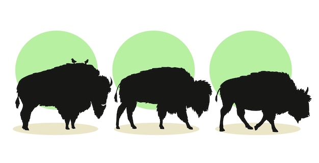 Free Vector hand drawn bison  silhouette illustration