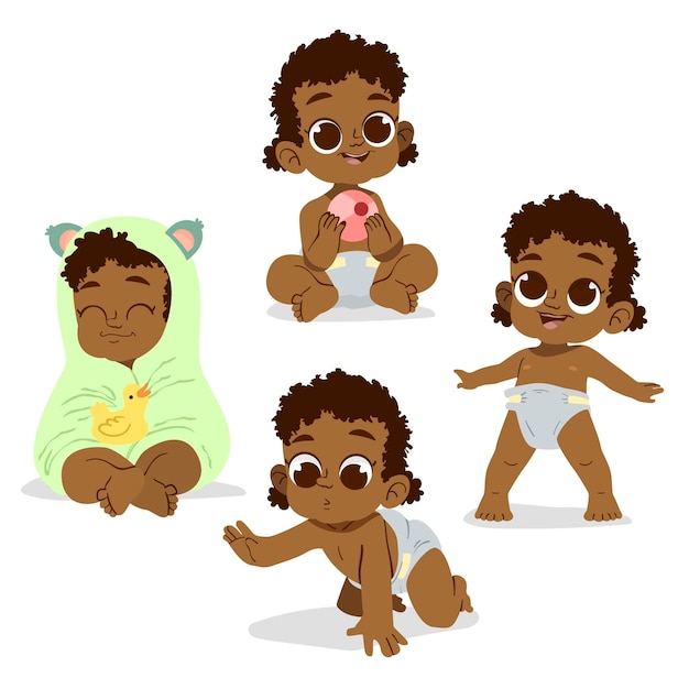 Free Vector hand drawn black baby collection