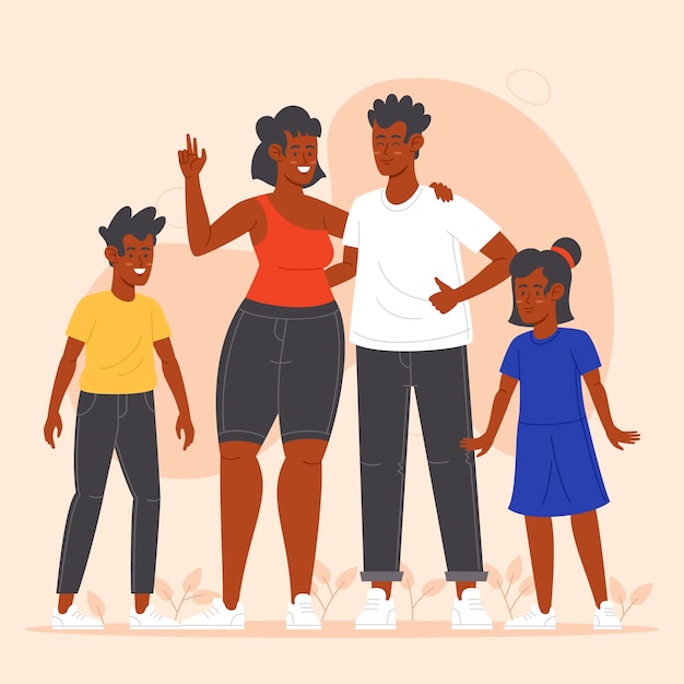 Free Vector hand drawn black family illustration