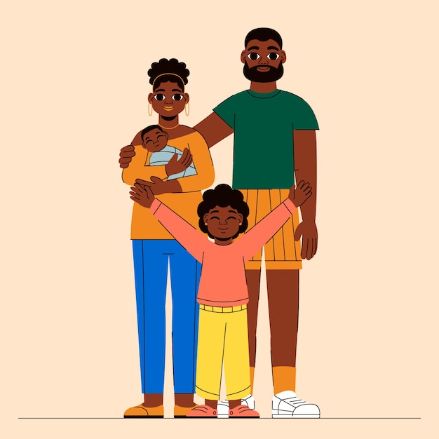 Hand drawn black family illustration