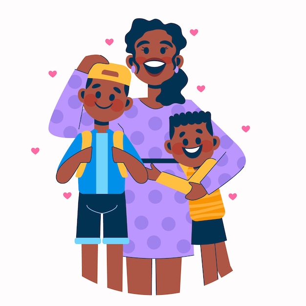 Free Vector hand drawn black family illustration